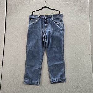 CAT Men Jeans 38X32 Blue Denim Workwear 27" Inseam READ